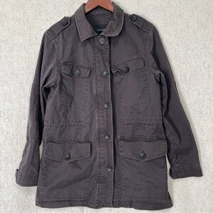 Banana Republic Military Jacket Women Small Utility Chore Coat Black Licorice S